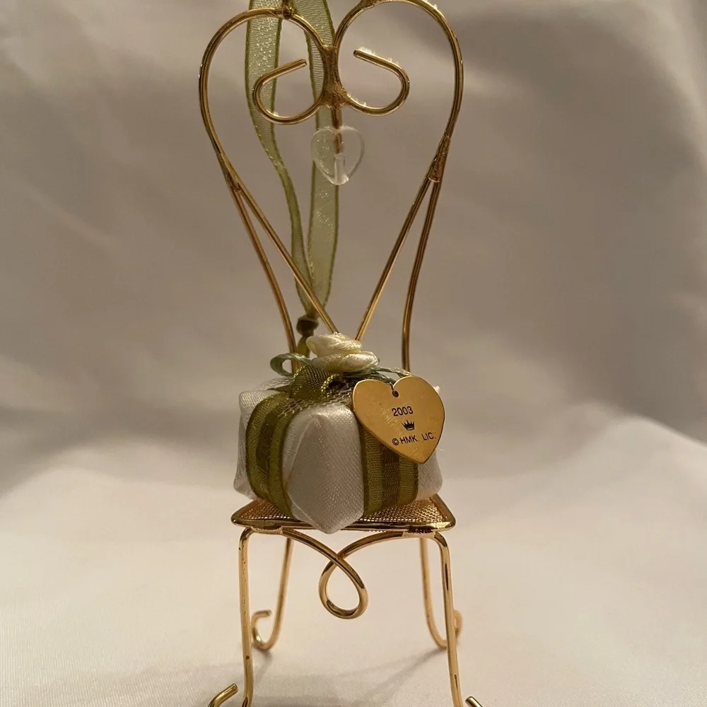 Hallmark Gold Chair Ornament with Silver and Green Details